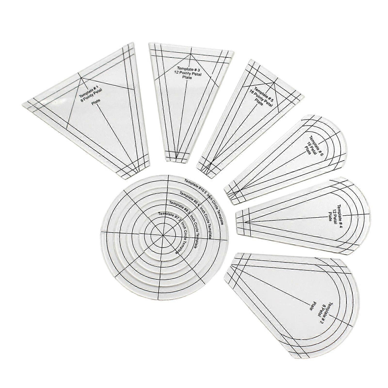 10 Pcs Acrylic Regular Plate Templates Sewing Stencils Quilting Templates Ruler Patchwork Ruler