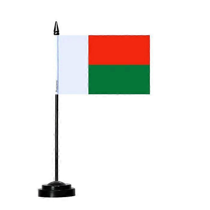 Table Flag - Madagascar - 14 x 21 cm - Polyester - Plastic Pole - Double-Sided Print