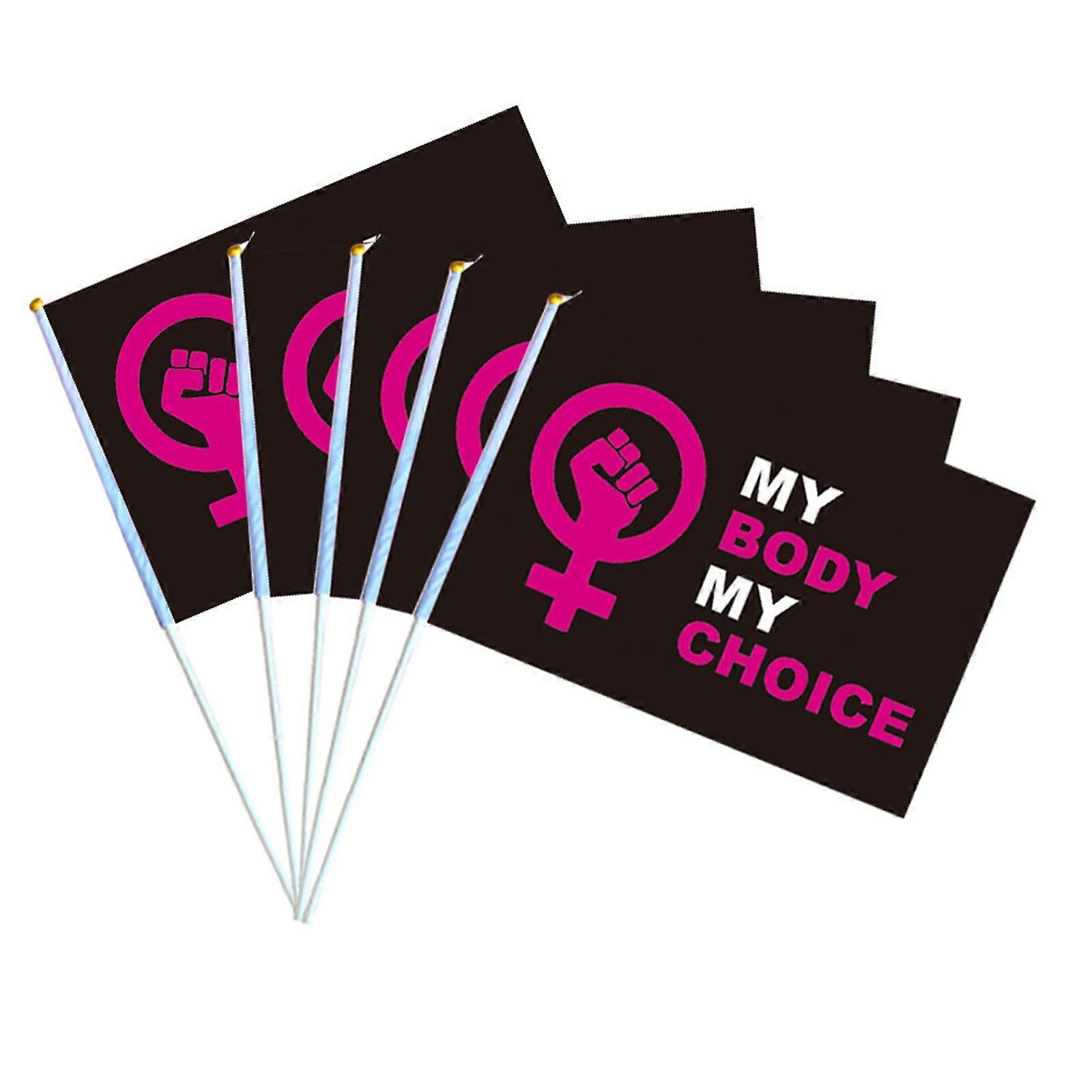 My Body My Choice Hand Flags Pro Choice Flag Bright Color Small Hand Flags for Feminism to Guard Reproductive Rights
