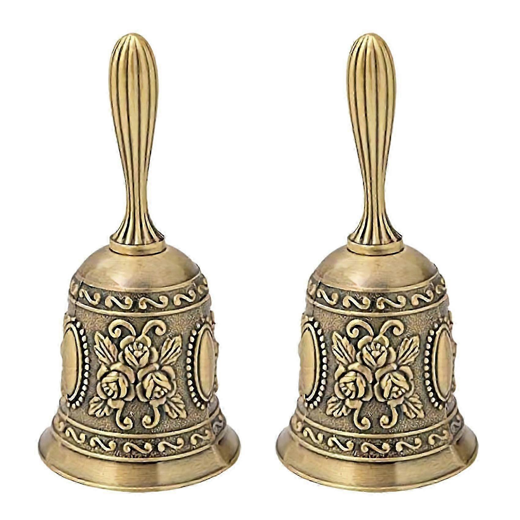 2x Hand , Metal Tone Ring Alarm Hand Hold Service Call Desktop Tea Dinner Game , Christmas