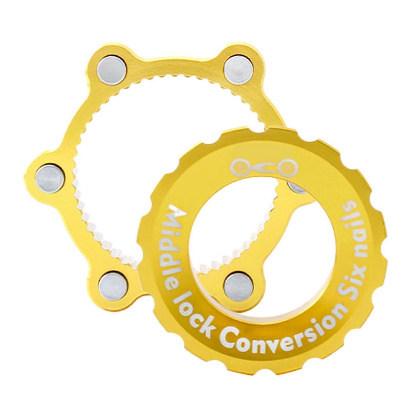 Centerlock To 6-Hole Adapter - Gold Disc Brake Rotor Adapter For MTB, Center Lock Hub To 6-Bolt Rotor