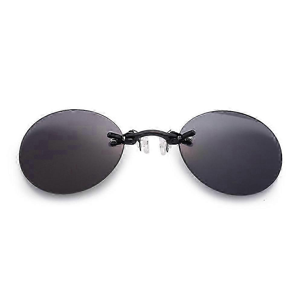Matrix Morpheus Movie Men Retro Round Lens Clip On Nose Glasses Rimless Sunglasses