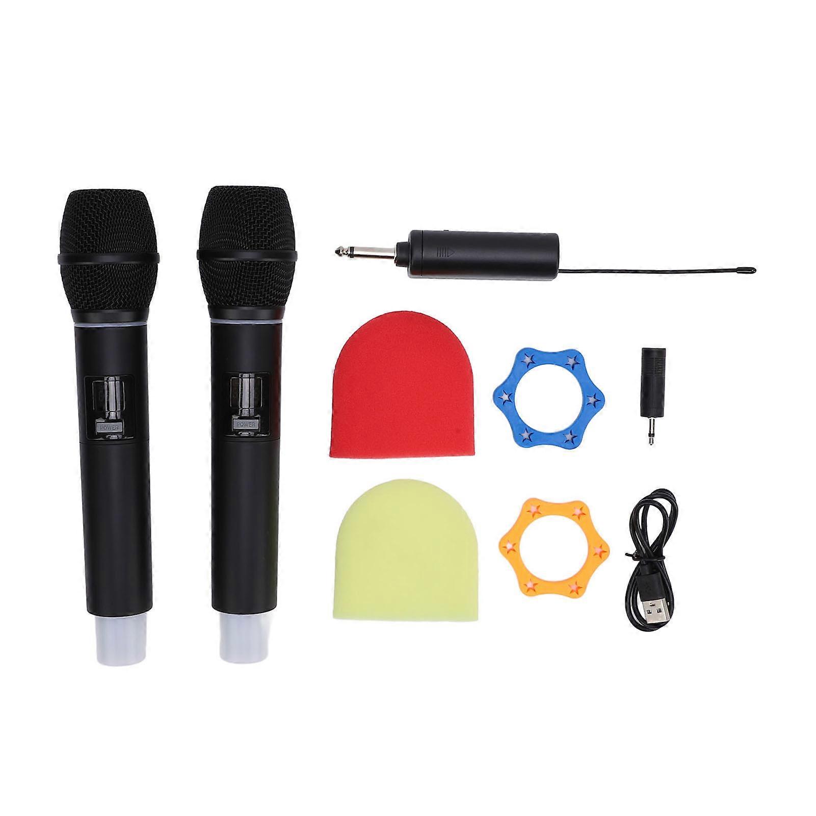 Luminous UHF Wireless Microphone Set: Dual Handheld Mics with Receiver for Home & Stage