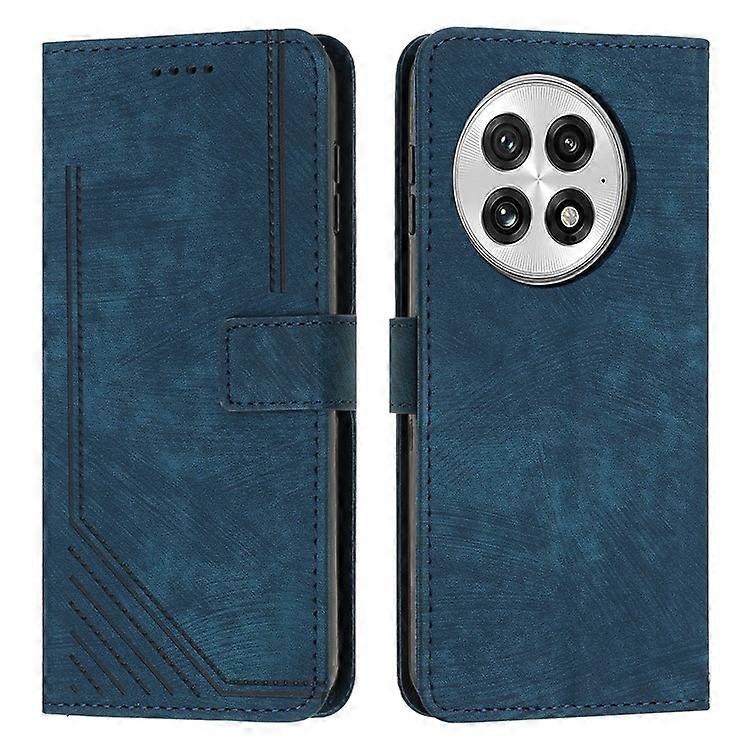 Compatible For OnePlus 13 Case Imprinted Lines Leather Phone Cover Folding Stand