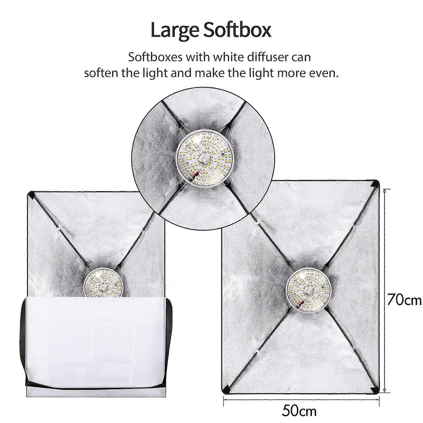 RGB LED Softbox Lighting Kit: Dual Softboxes for Studio Photography & Video Recording