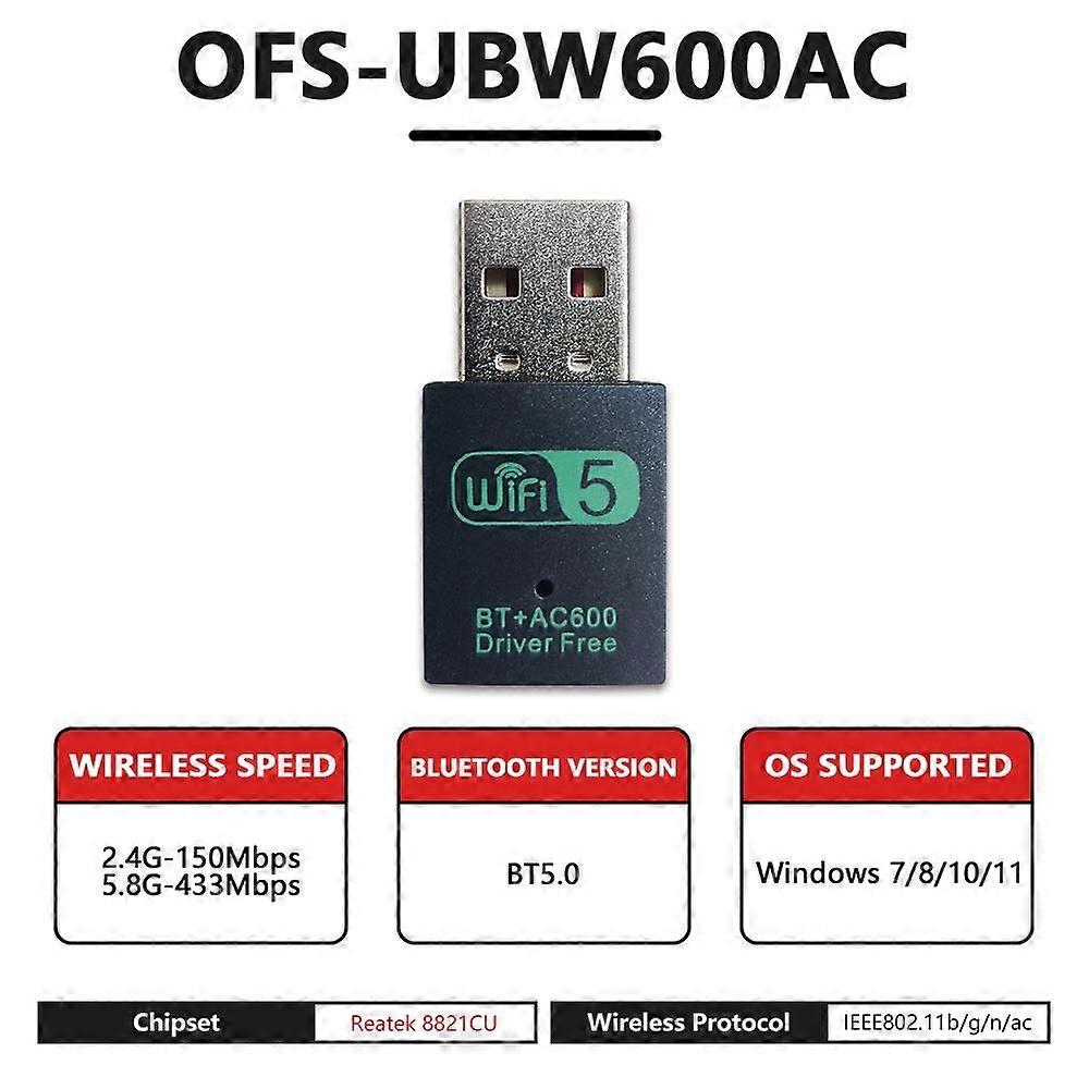 OPTFOCUS Wifi-sovitin 150Mbps 802.11b g n ac USB Wifi-sovitin PC:lle Win7 8 10 11 langaton wifi-sovitin