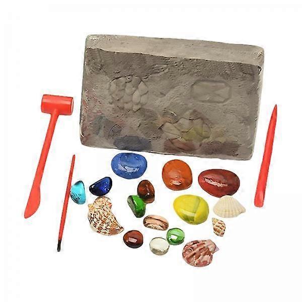 2X Gemstone Crystal Rock Digging Kit Excavate 17 Gems Fossils Treasure for Age 4