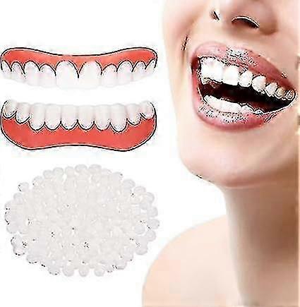 White Cosmetic False Teeth Dentures for Upper & Lower Jaw, Temporary Dental Veneers