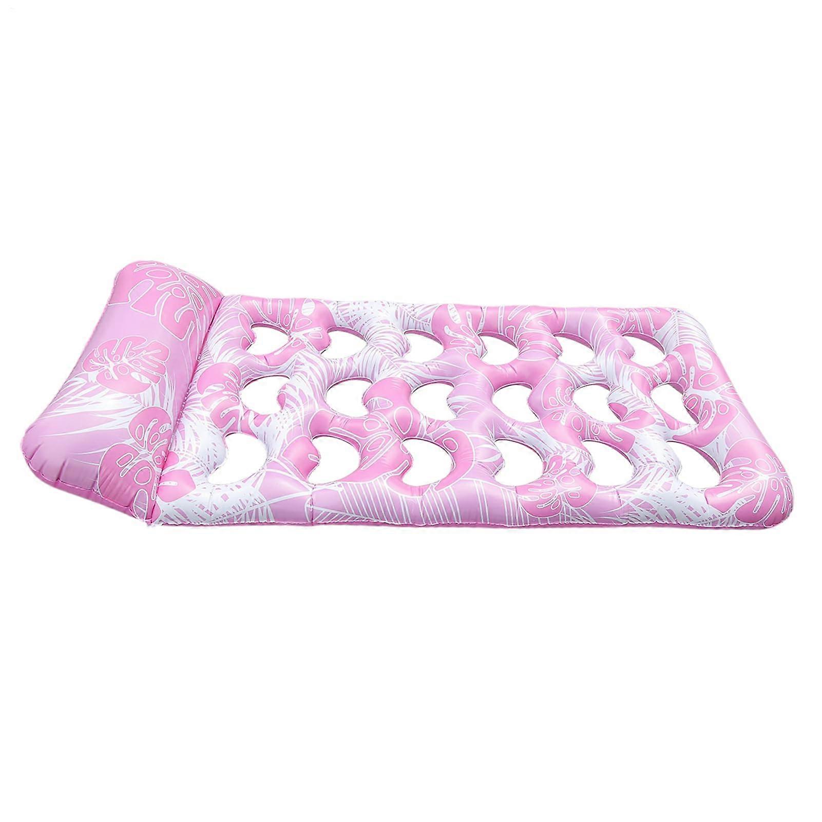 Pool Lounger Float, Sun Tanning Pool Toy, Printed Leaf Pattern, Blue, Pink, 1 Piece