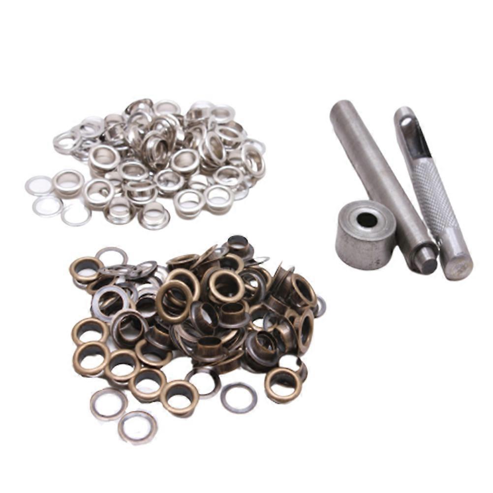 Eyelet Tool Set Grommets Kit Sturdy Brass Eyelets Button For Shoes Clothes Crafts Use Silver 14MM Inner Diameter Multipurpose 100 Sets