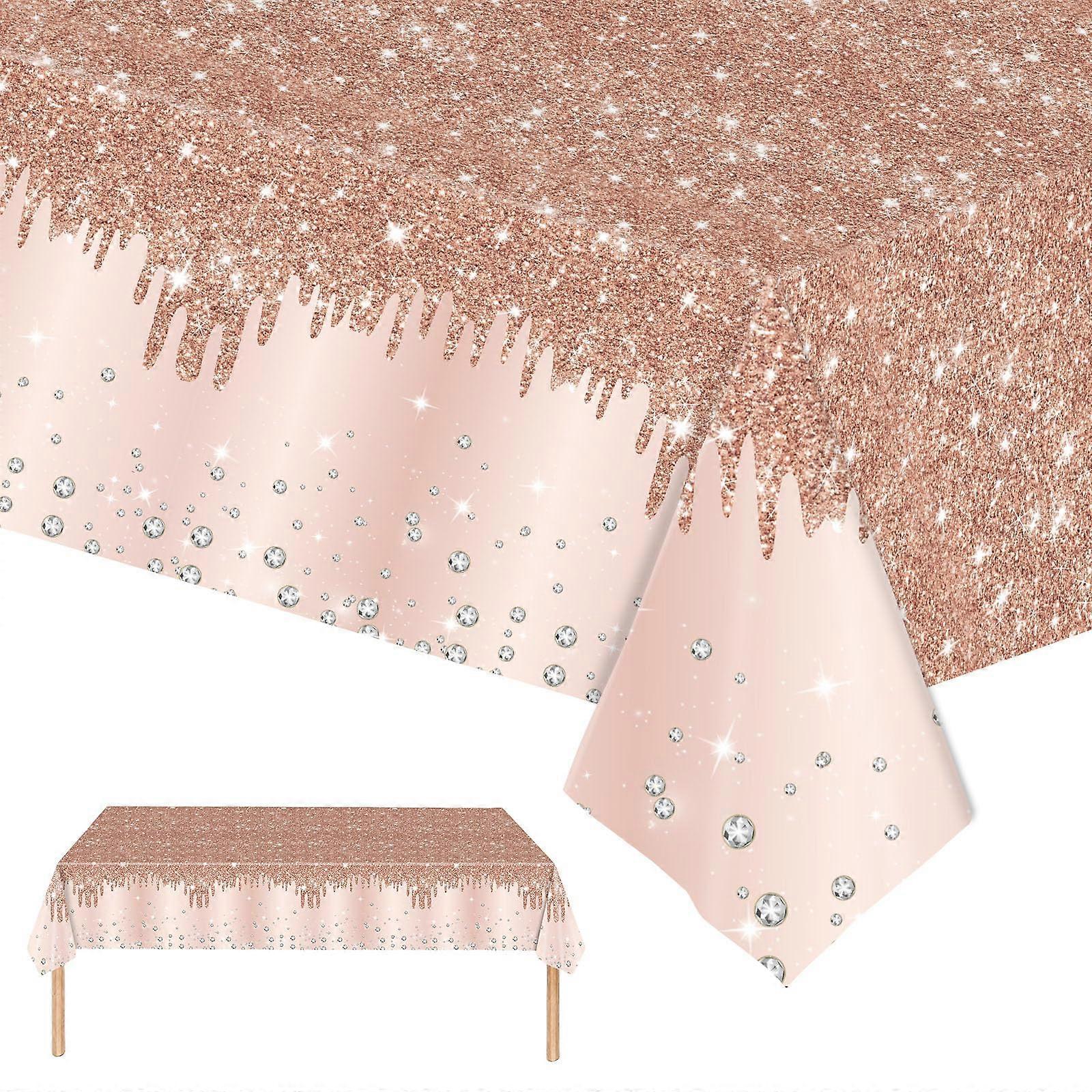 Rose Gold Tablecloth, Disposable Tablecloth, 137 X 274 Cm, Waterproof, Diamond Pattern, Pack Of 2, Rectangular
