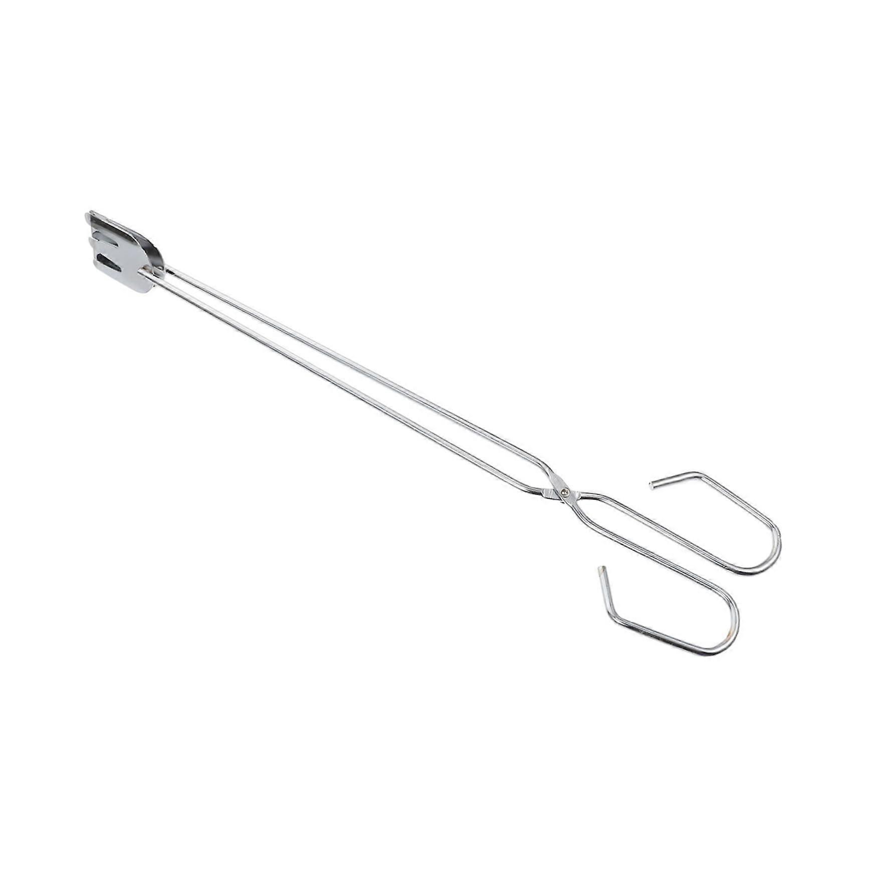 5 Pieces Long Grill Tongs with Chrome Plating, High Temperature Resistant for BBQ and Outdoor Cooking, Wooden Handle
