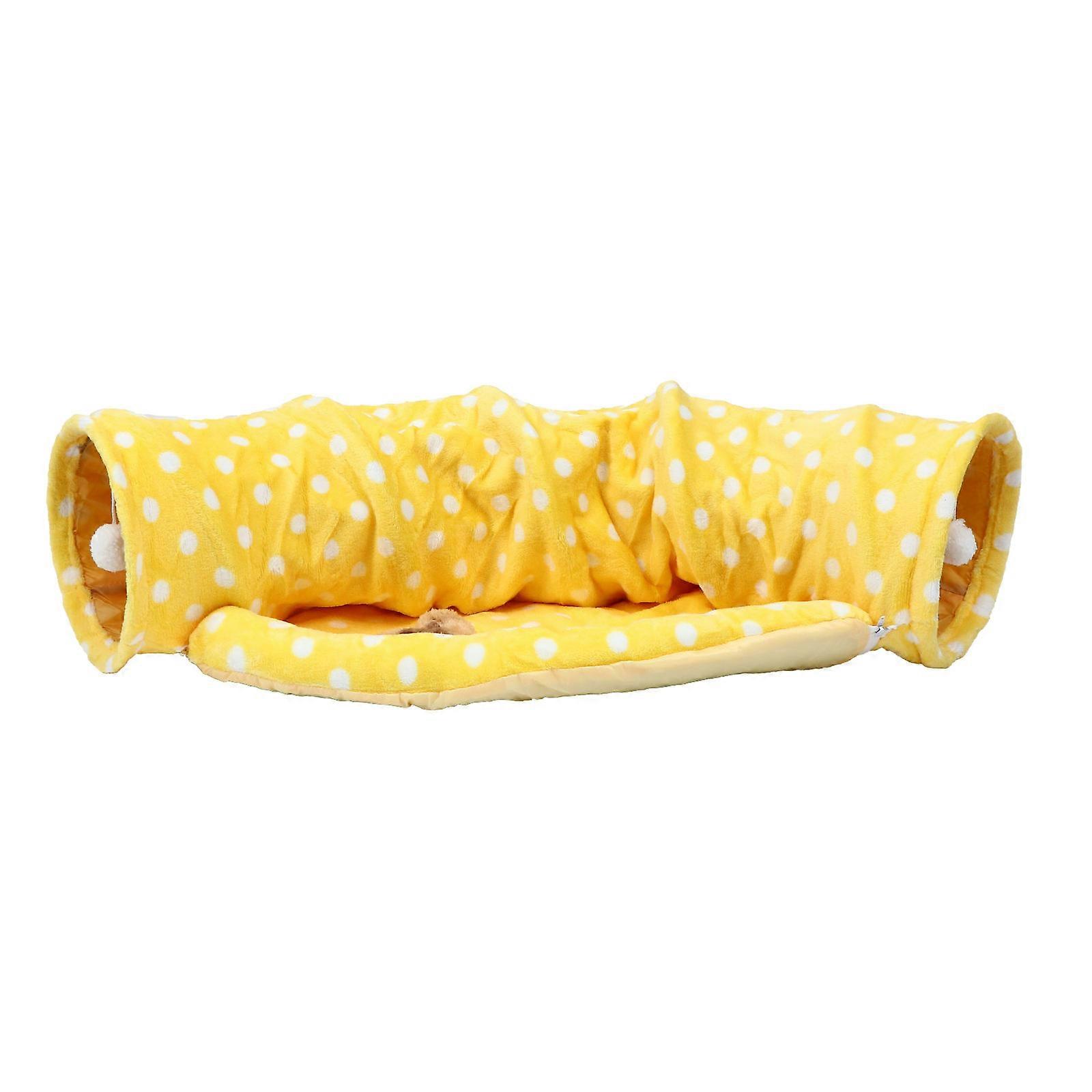 Cat Tunnel Toy Semi-Circle Indoor Cat Tunnel Foldable Playtime Yellow 84X84cm Biting 1Pcs