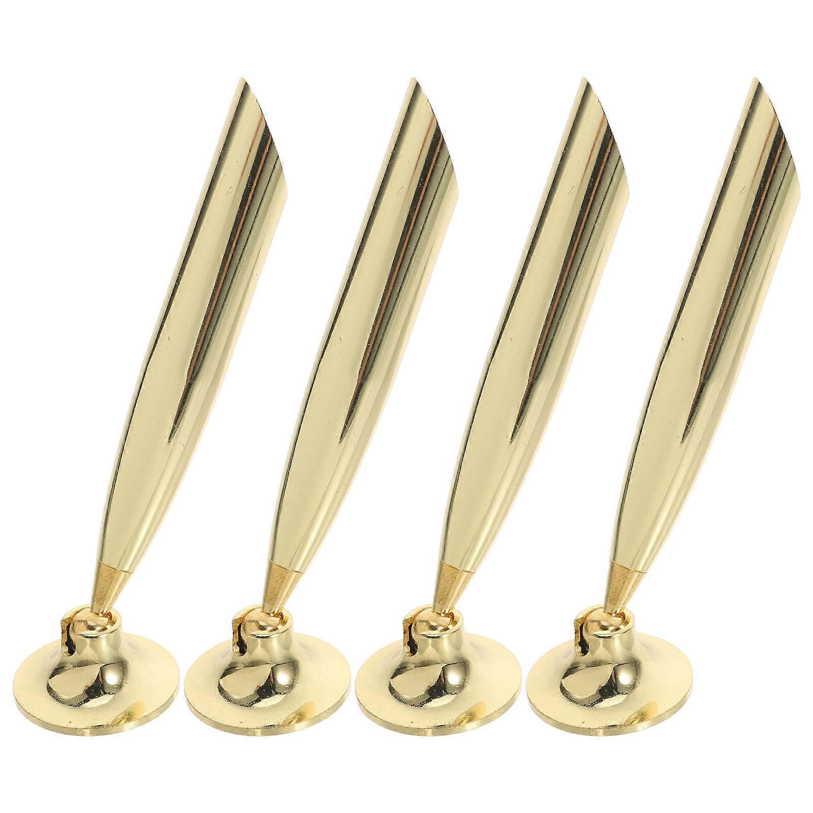 Single Pen Rack Golden Color Steel Material Pen Rotation For School Use 4Pcs