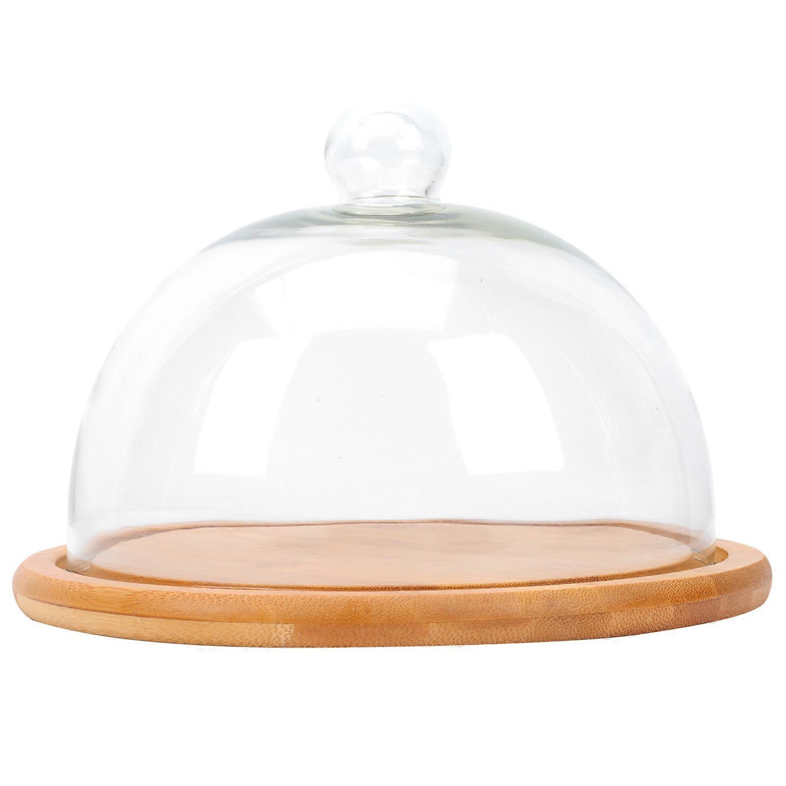 Pastry Tray with Glass Cover for Home Use Transparent Lid Dustproof and Insect Proof 1 Set