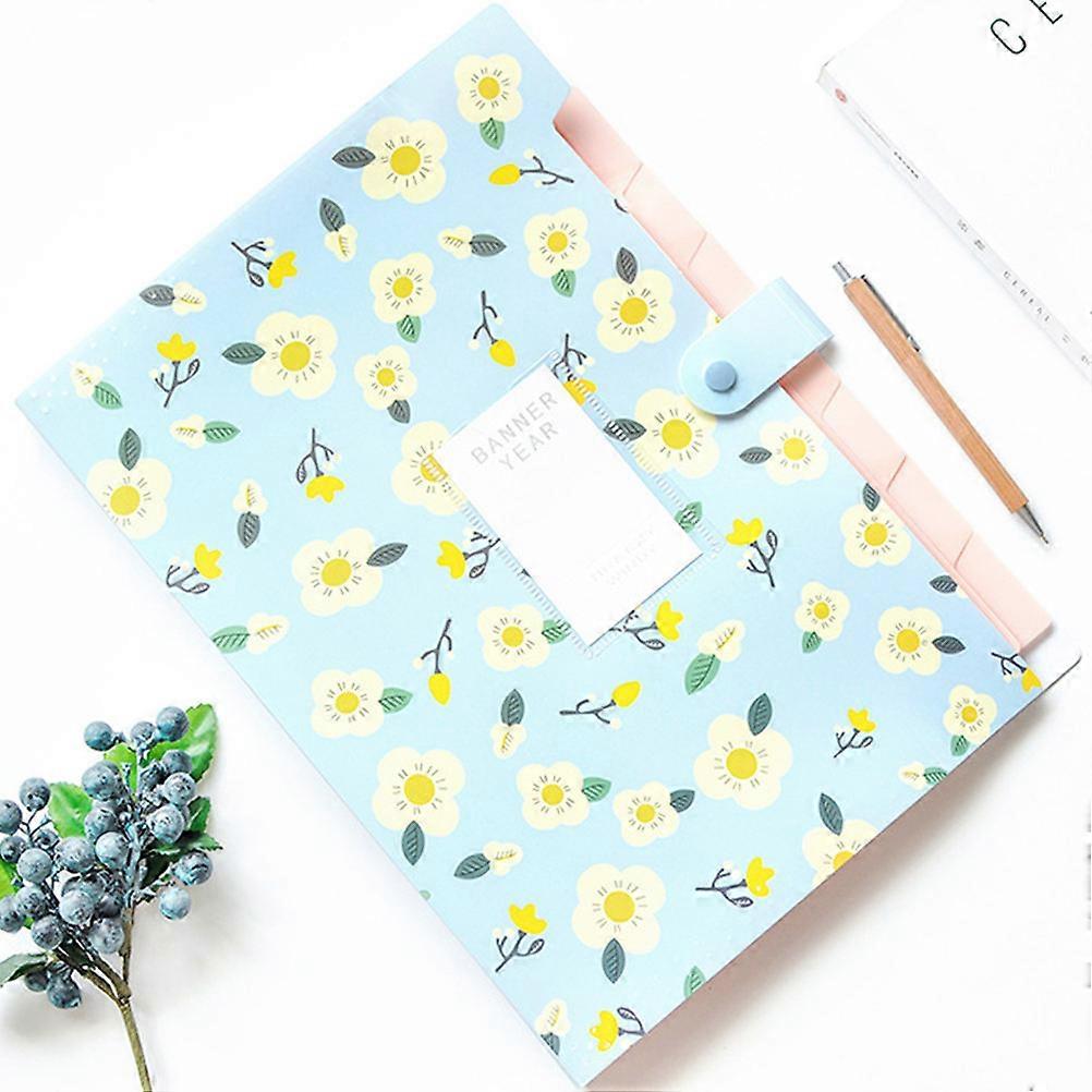 Multiple Pocket Folder Document Folder Plastic Folders Organizing Papers School Use Sky-Blue 1Pcs
