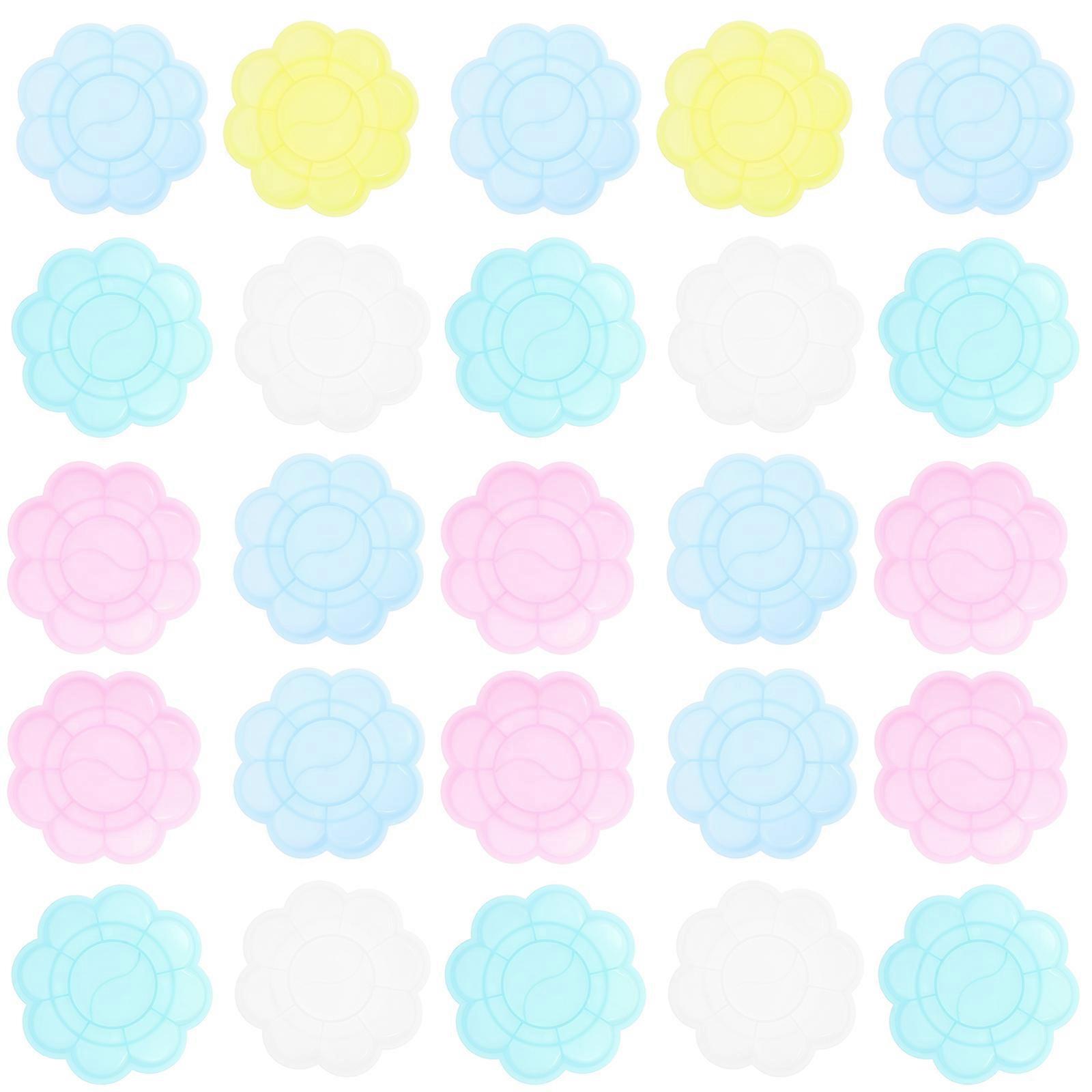 Flower Shaped Painting Trays Color Mixing Plates For Child Yellow 100Pcs