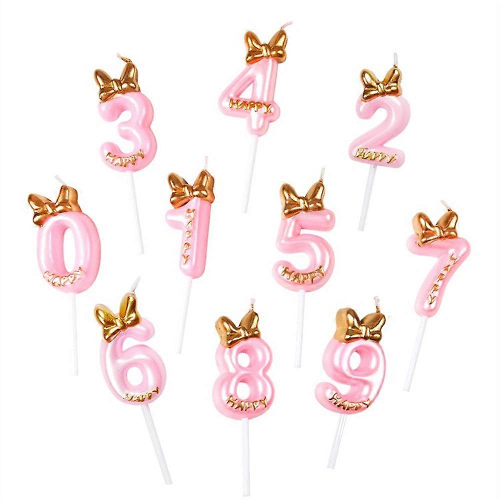 Cake Candles Numbers Digital Birthday Candles Pink Number Shape Desktop Adornment Women 10Pcs