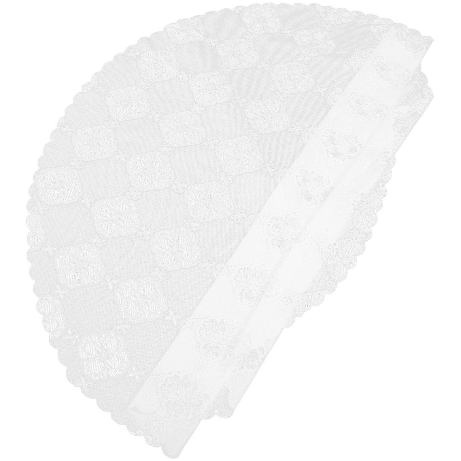 Embroidered Tablecloth Dining Table Cover Rustic Style Homeowners Easy to Clean 120CM Diameter White Polyester 1Pack