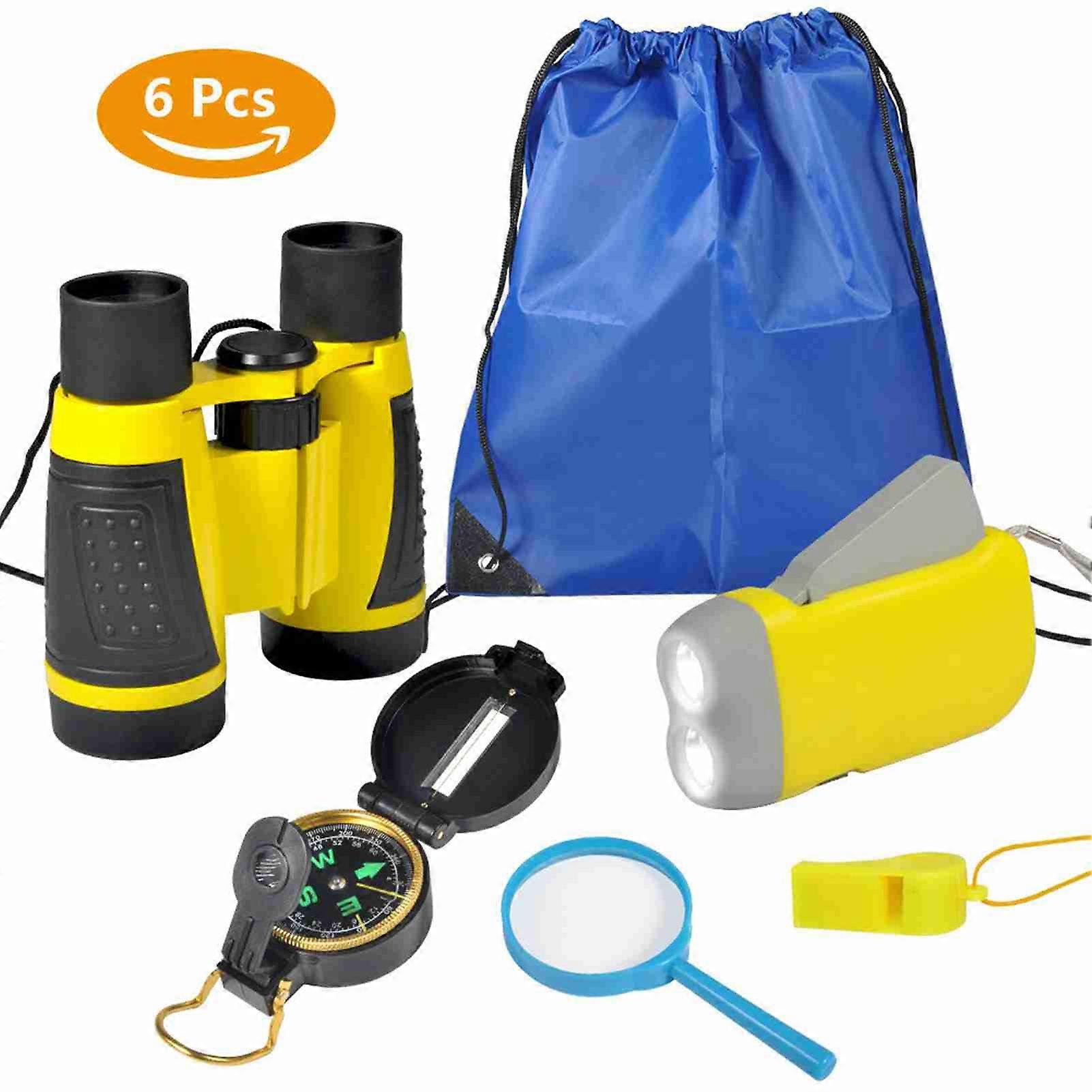 Pack Outdoor Exploration Binoculars for Kids, Educational Gift for Camping and Hiking, Yellow