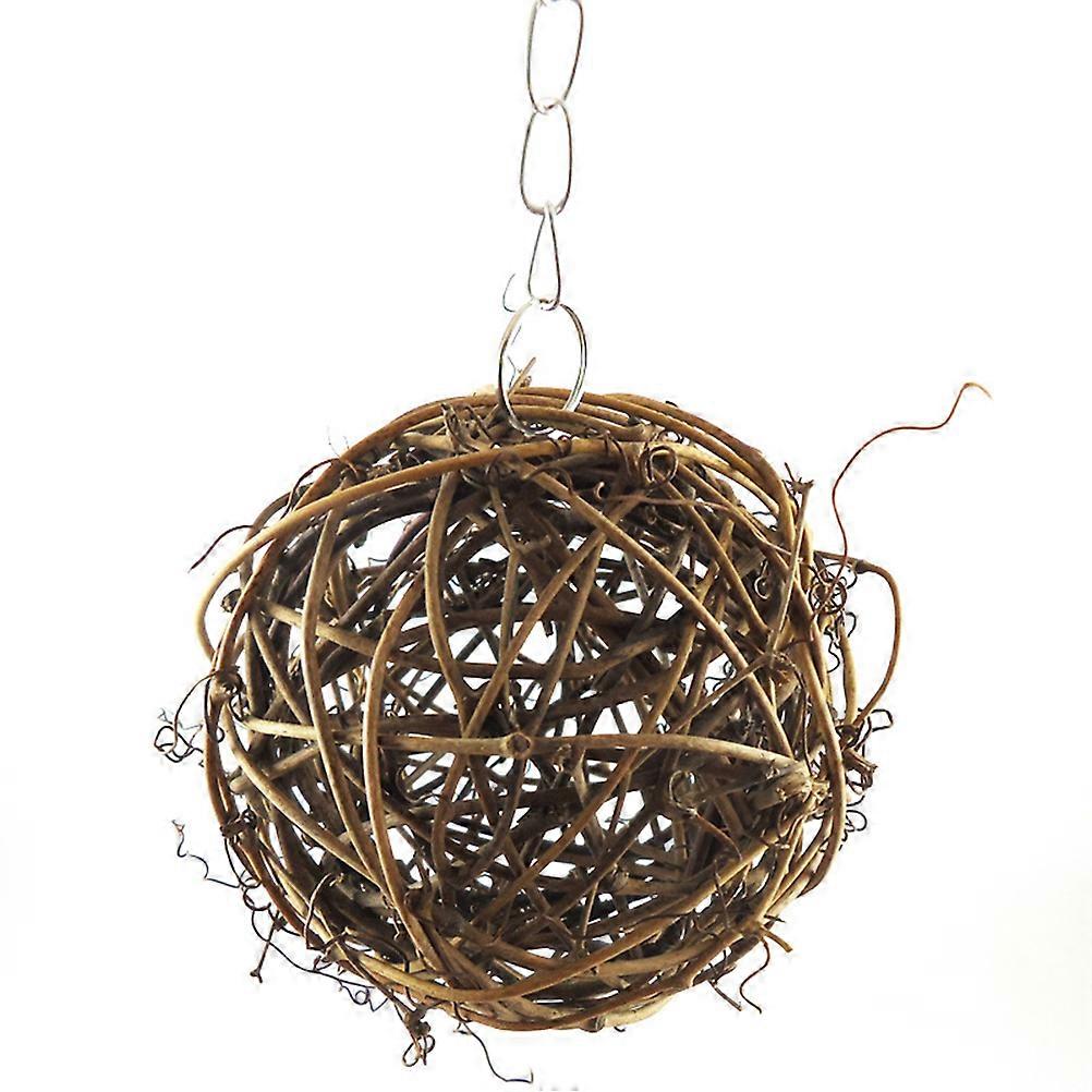Rattan Bird Toy Willow Rattan Balls Bird Toys Cage Hanging Ornament 10CM Brown Chew Toy 2Pcs