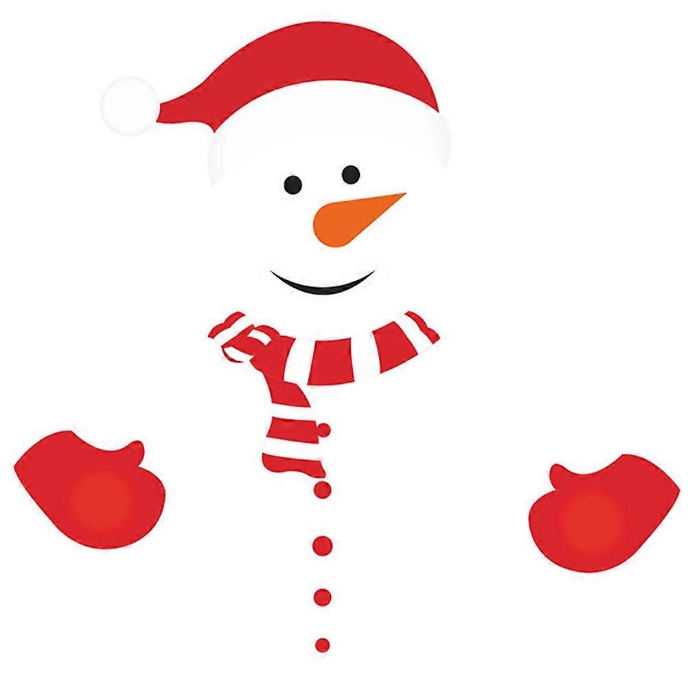 Christmas Fridge Decal Snowman Pattern Diy Removable Decorative Assorted Color 63x25x0.1cm 1Set
