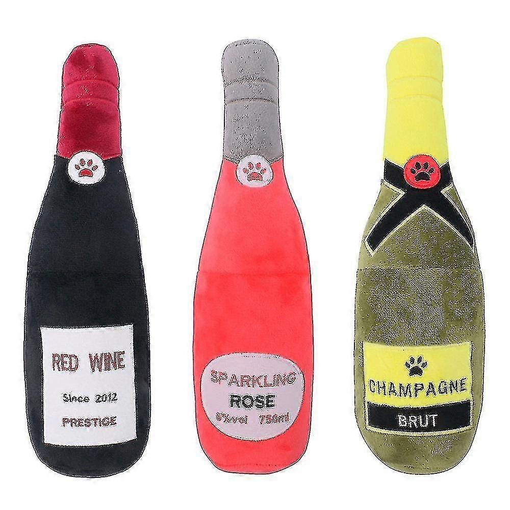 Creative Dog Toys Plush Filled Champagne Wine Bottle Shape Toy
