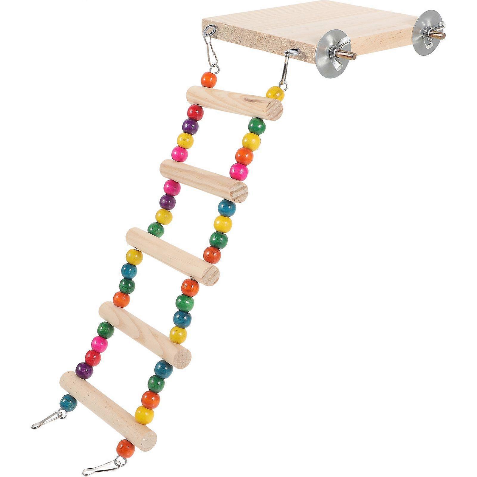Bird Ladder Toy Wood Parrot Bird Perch Stand Platform with Ladders Pet Training Playing