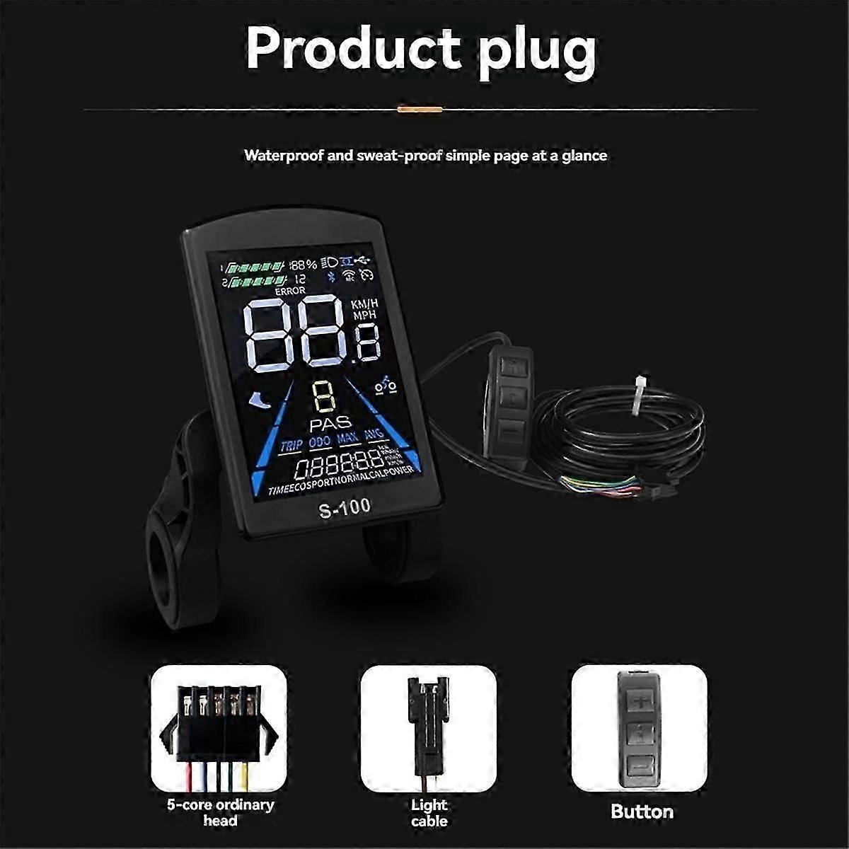 mountainbike lithium-ion strøm konvertering dele s-100 farve lcd måler med tri-mode 17a controller
