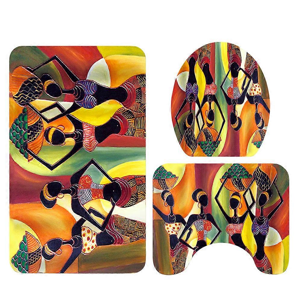 Bathroom Mat Set Polyester Anti-slip Absorbent Moisture-wicking Easily Washable Colorfast for Home Use 3Set