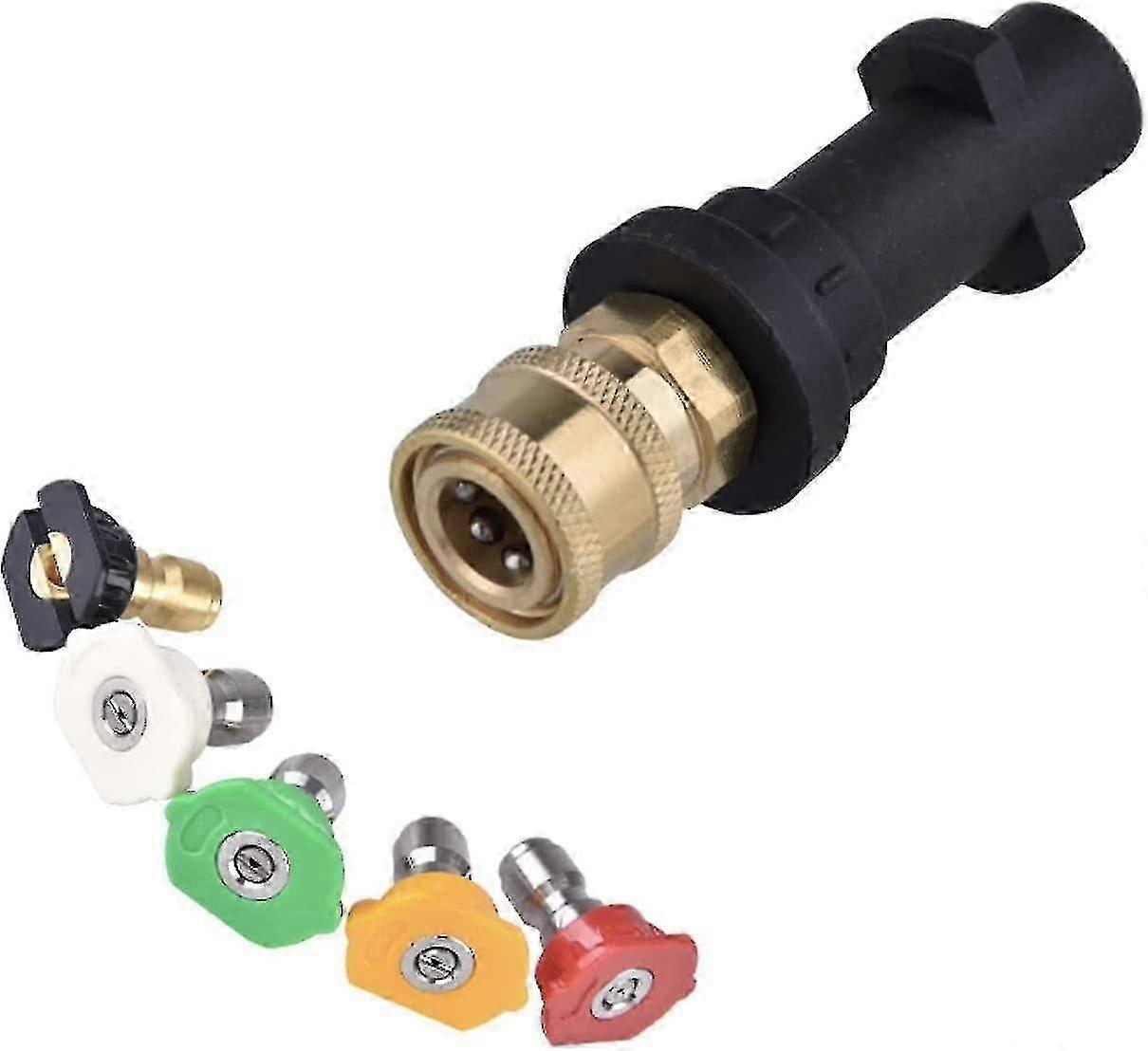High Pressure Washer Adapter Fitting For Karcher K2 K3 K4 K5 K6 K7 Krcher Pistols, 1/4' Quick Connect Female Fitting, With 5 Multi-angle Power Nozzle