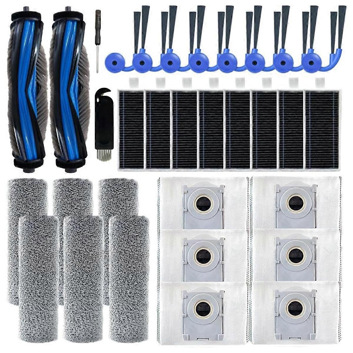 32PCS for X9 Pro Omni / X9 PRO Robot Vacuum Accessories Main Side Brush Dust Bag Roller Rag Filter
