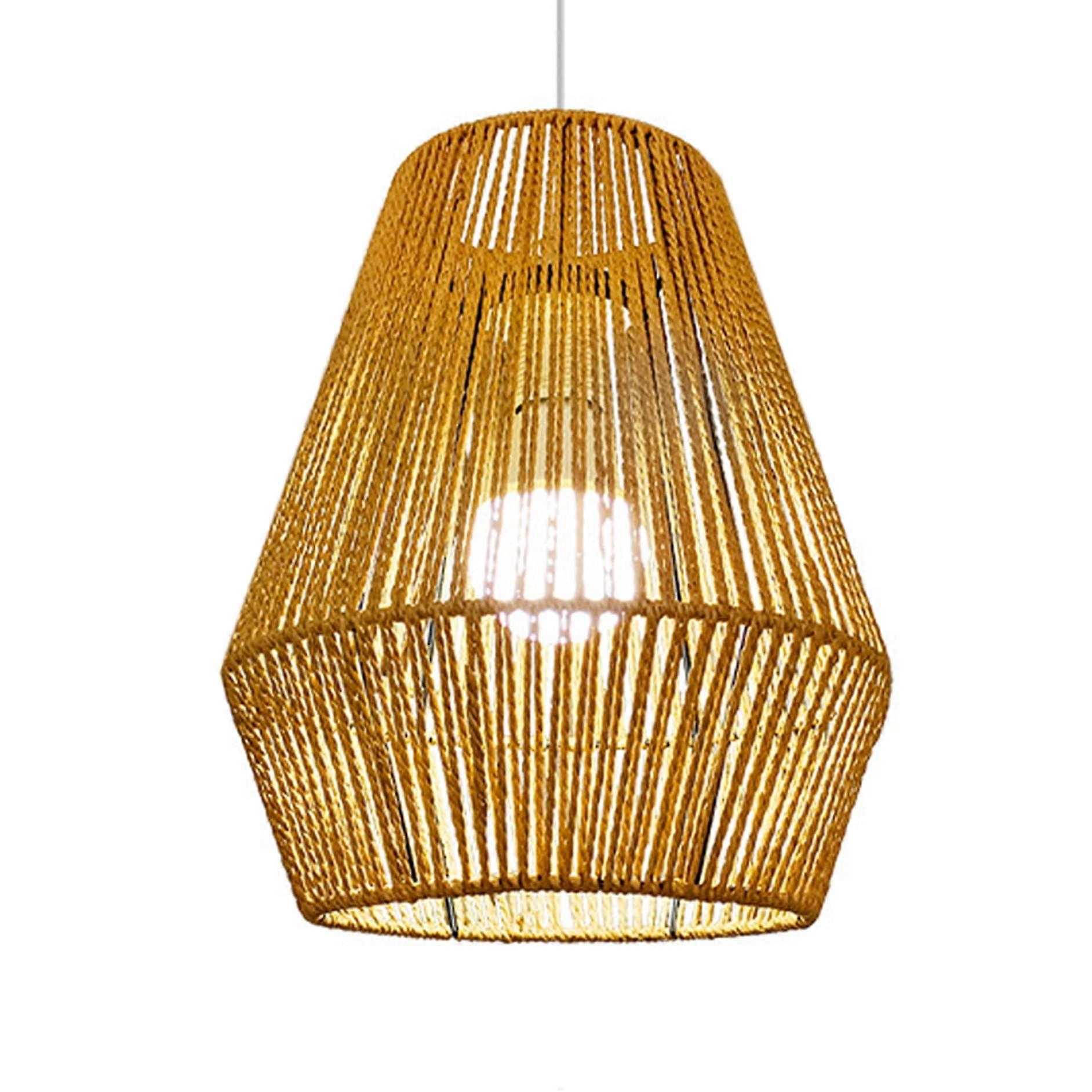 Retro Handwoven Faux Rattan Lampshade for Bars Balconies 25x30cm