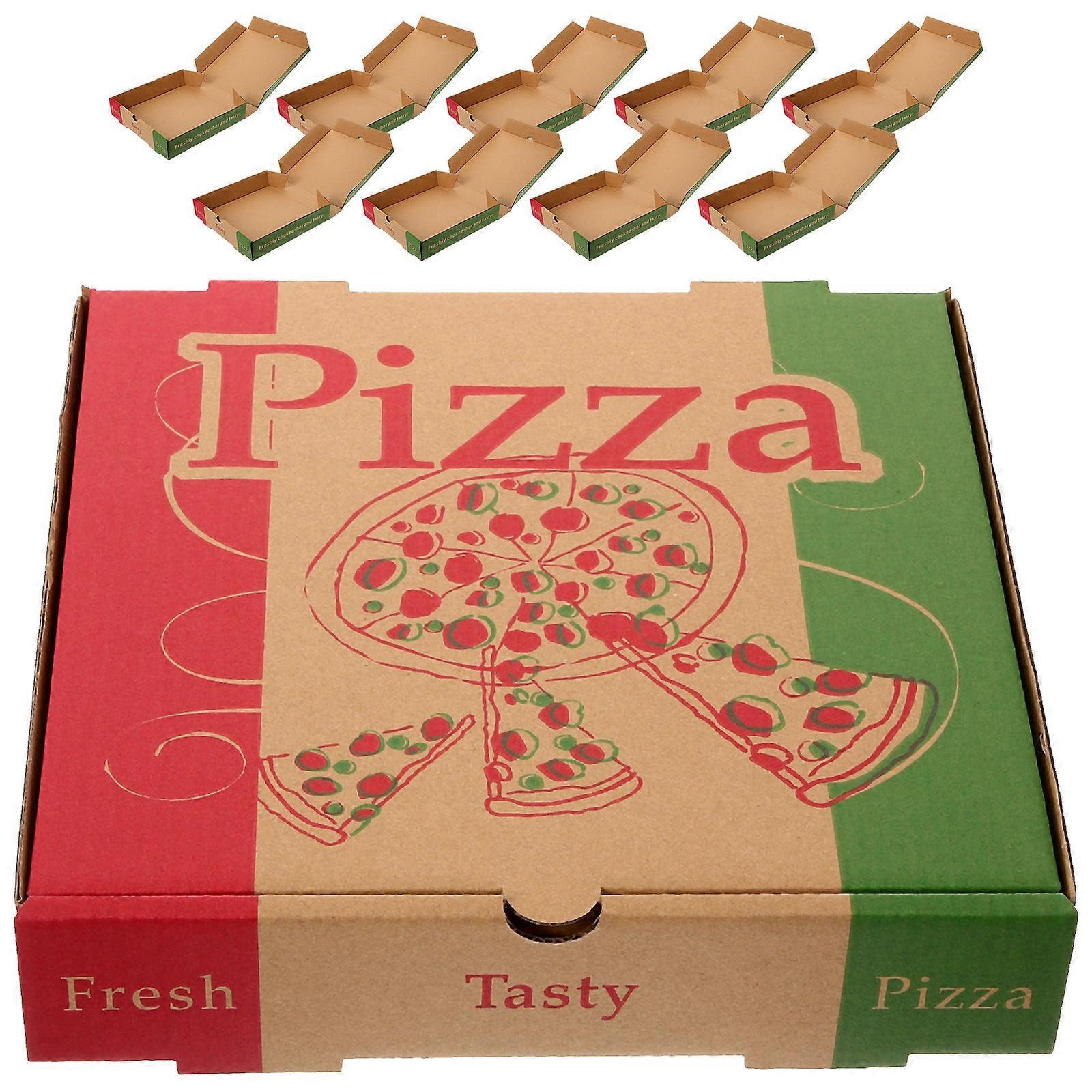 10pcs Durable Paper Pizza Boxes for Takeout, Restaurants, and Parties – Foldable Design