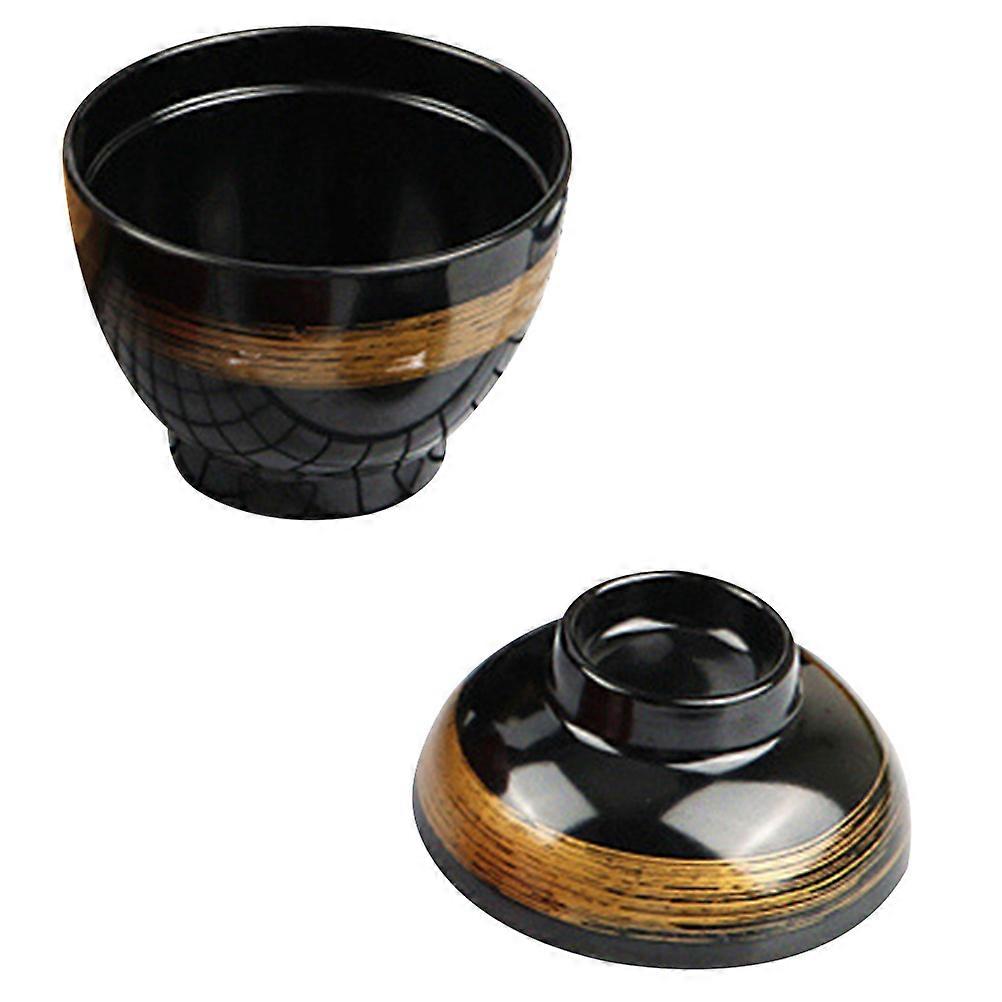 Lidded Noodle Bowl Japanese Style Food Container Keep Warm for Home Dining Round Shape 11x9x9cm 350ml 1 Set