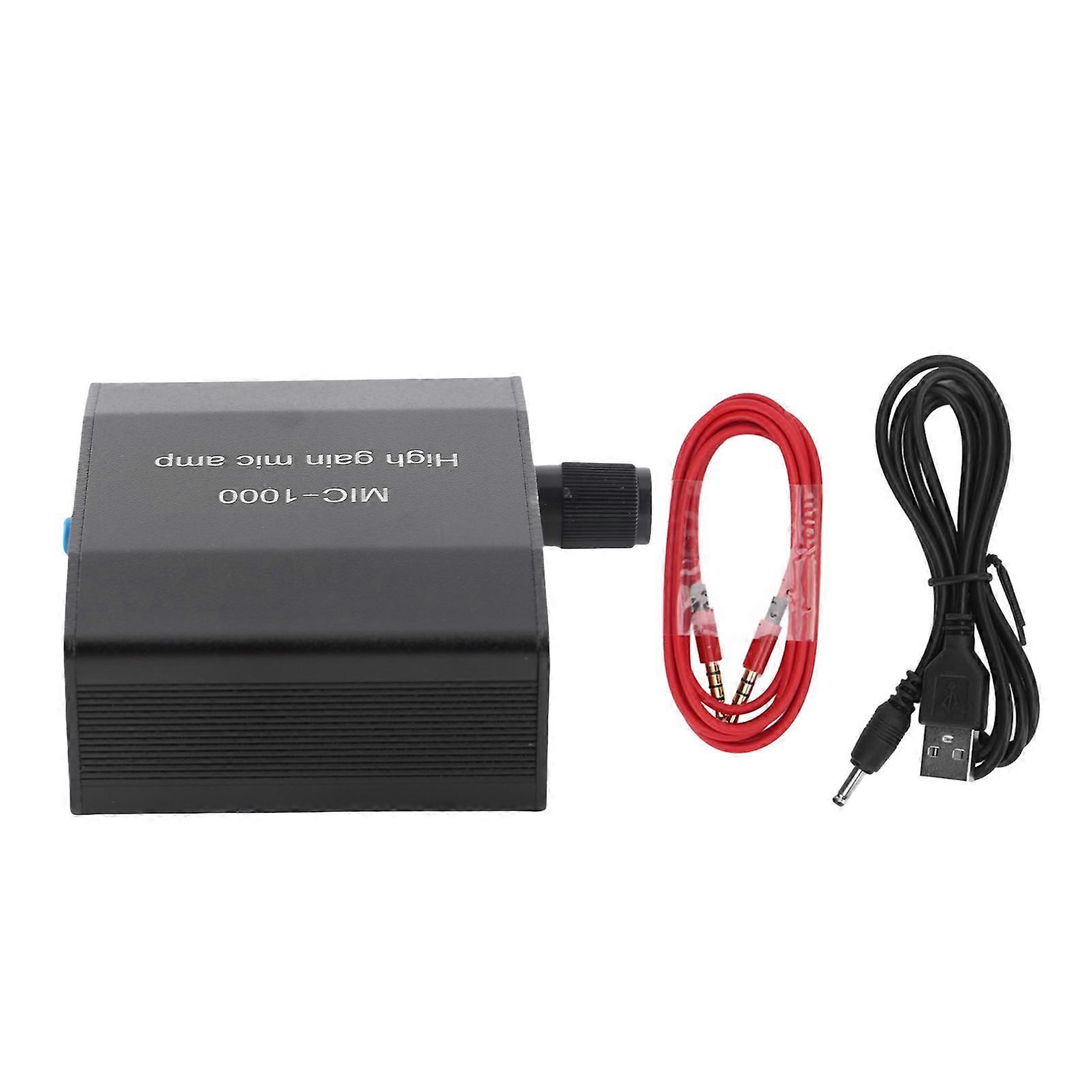 Rankomu Microphone Amplifier Microphone Amplifier, High Gain Mic Amp, 1000 Times Amplification, Accory Set Kit for Enhanced Sound Quality, Compact