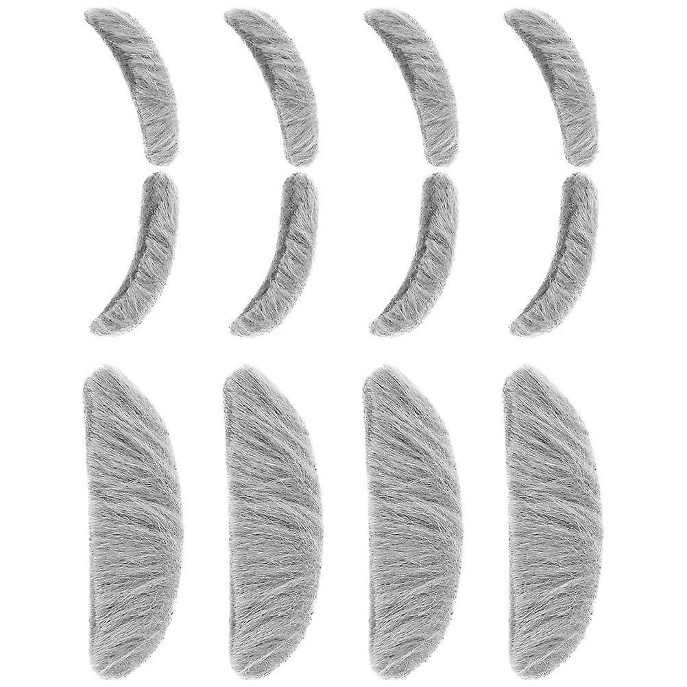 Self Adhesive Fake Eyebrows and Beard Set for Halloween Costumes – Realistic Cosplay Props for Party, Masquerade, and Costume Events – Grey Hair