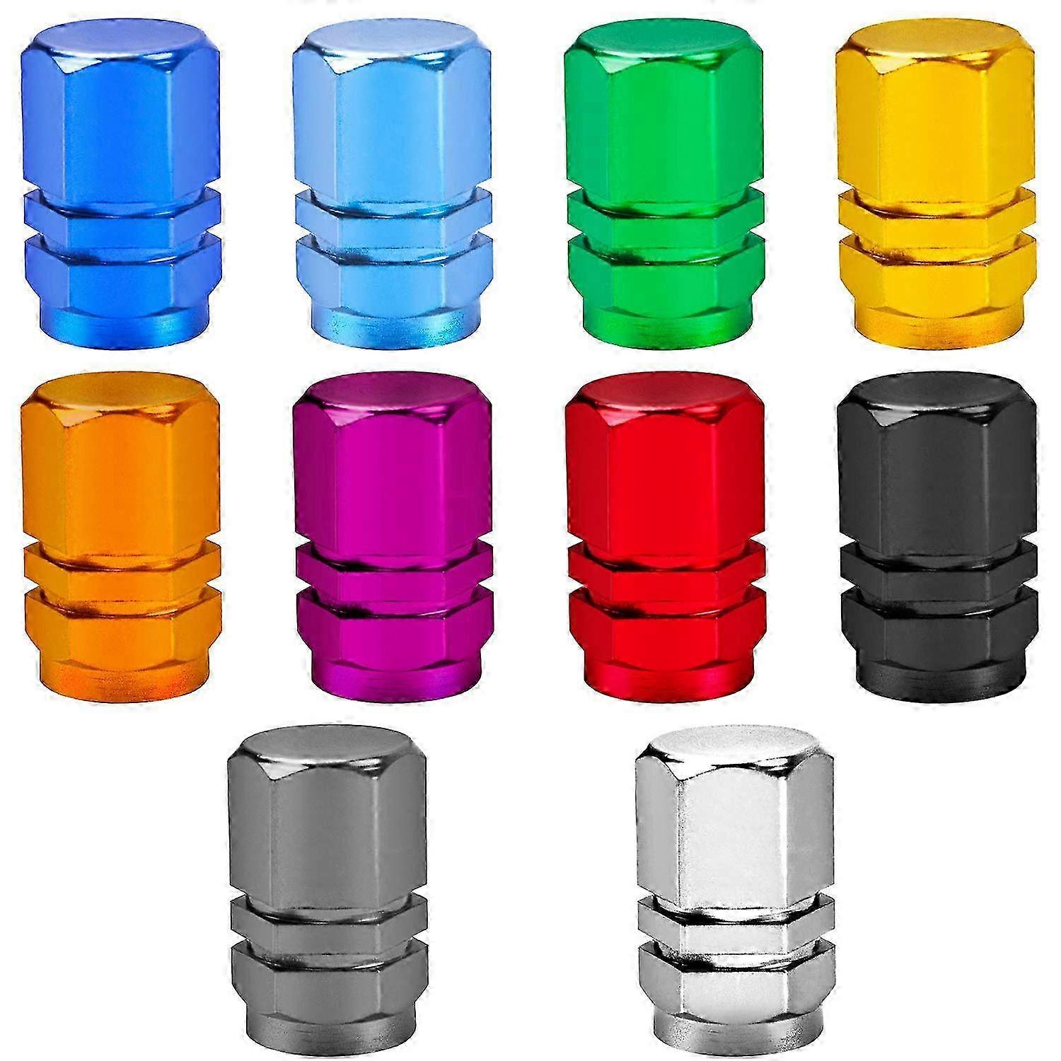 20 pieces of rubber valve caps for bicycle tires, made of aluminum alloy, available in 10 different colors