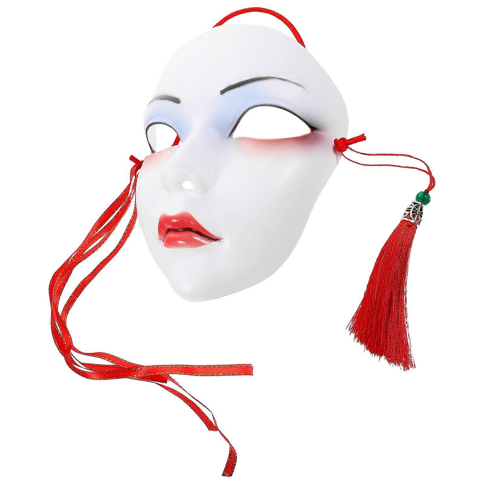 Elegant Chinese Style Full Face Beauty Mask for Halloween, Masquerade Balls, Parties, and Festivals – Unique Hand Painted Design, Eye Catching Photo