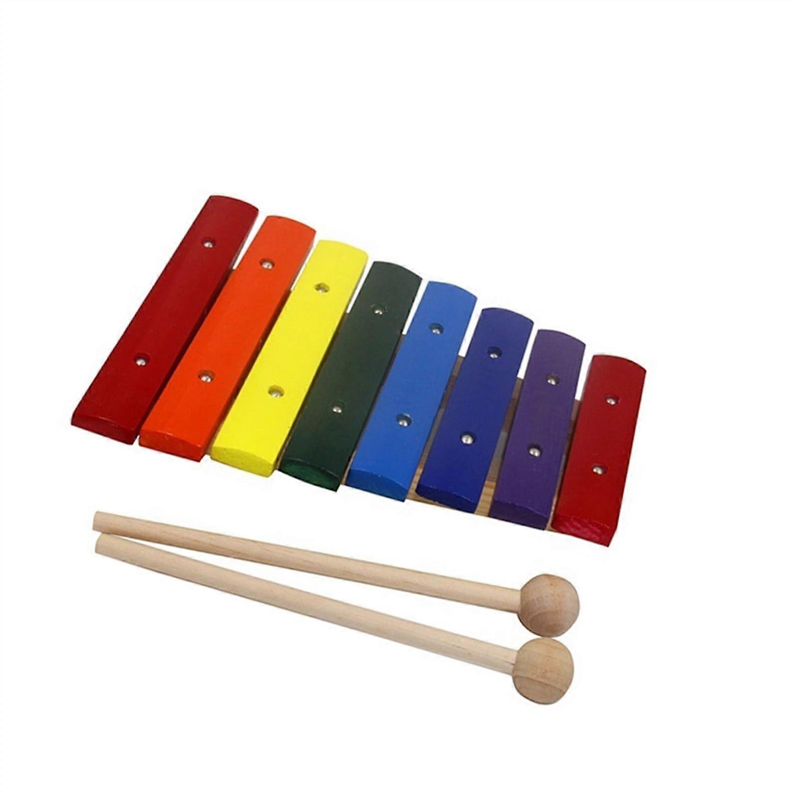 Wooden 8 Tone Rainbow Bar Xylophone Musical Instrument for Kids, Colorful Percussion Toy, Eco-Friendly Material