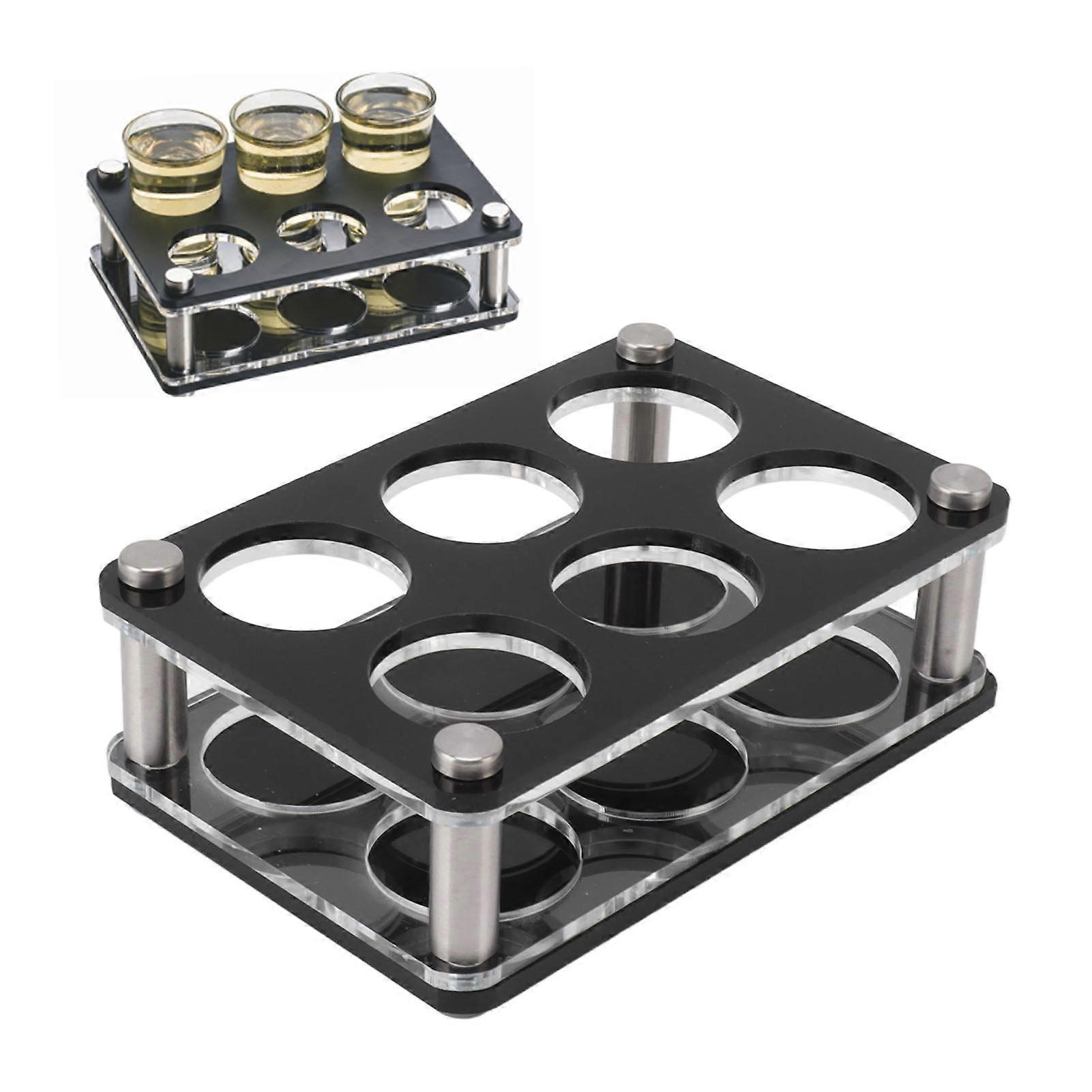 ワインボトルディスプレイホルダーアクリル耐衝撃性装飾ワインボトルラックホームバー用2x3 6ヘッドコンビネーションカップホルダー