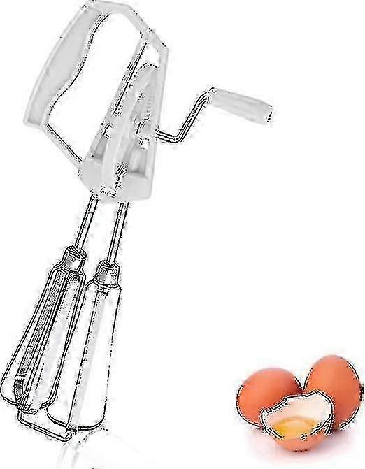 Hand-held Egg Beater, Manual Rotary Whisk Stainless Steel Blender, Frother Rotating Push Mixer Stirrer