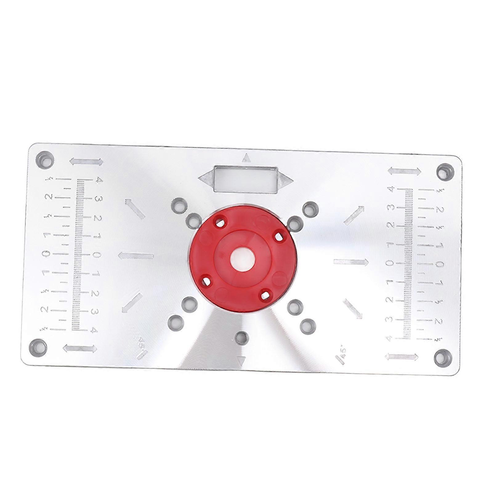 Aluminum Router Table Insert Plate 23.5x12x0.8cm Red with 4 Rings