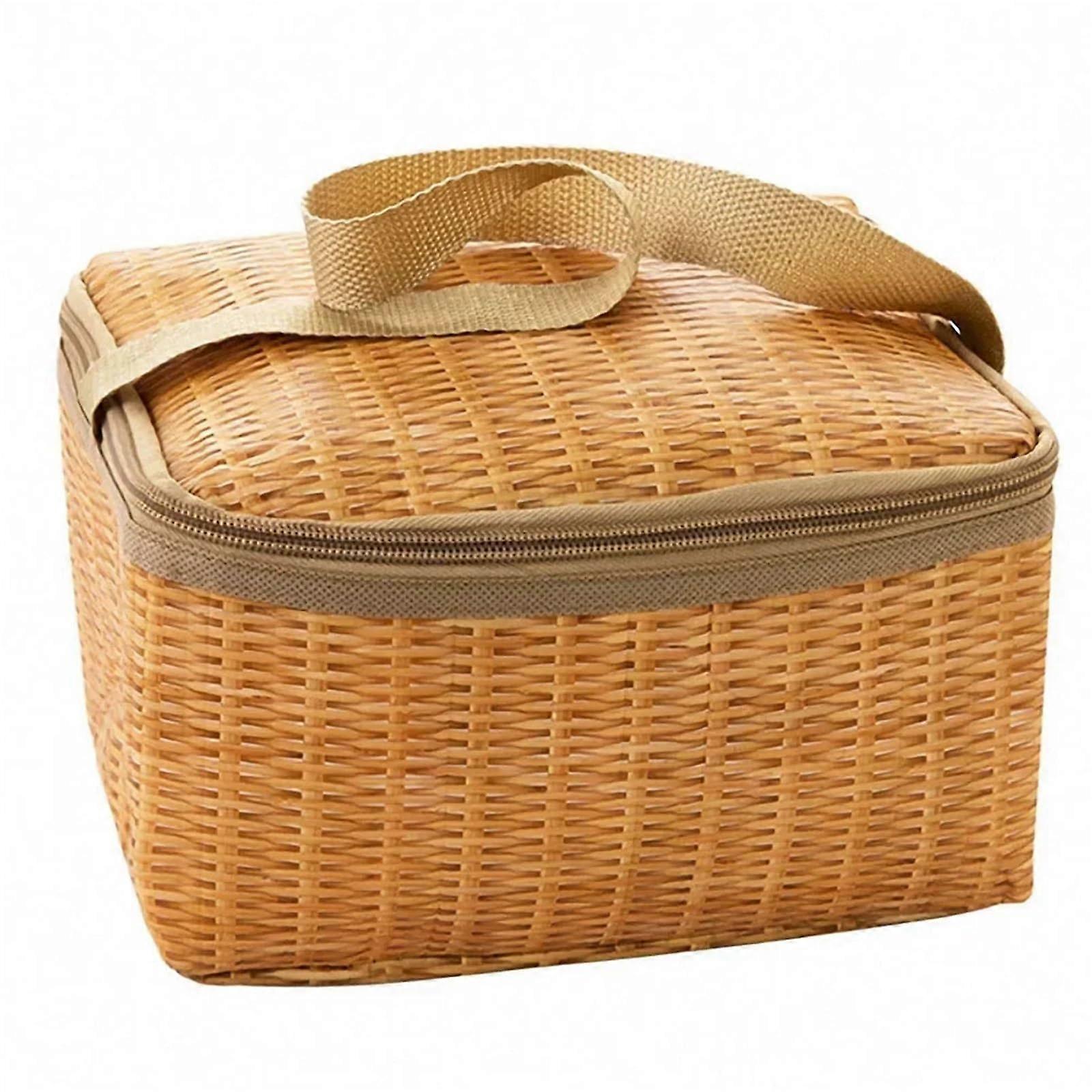 Picnic basket, picnic basket, outdoor picnic container, basket for camping, picnic basket with handles, picnic basket handwoven khaki
