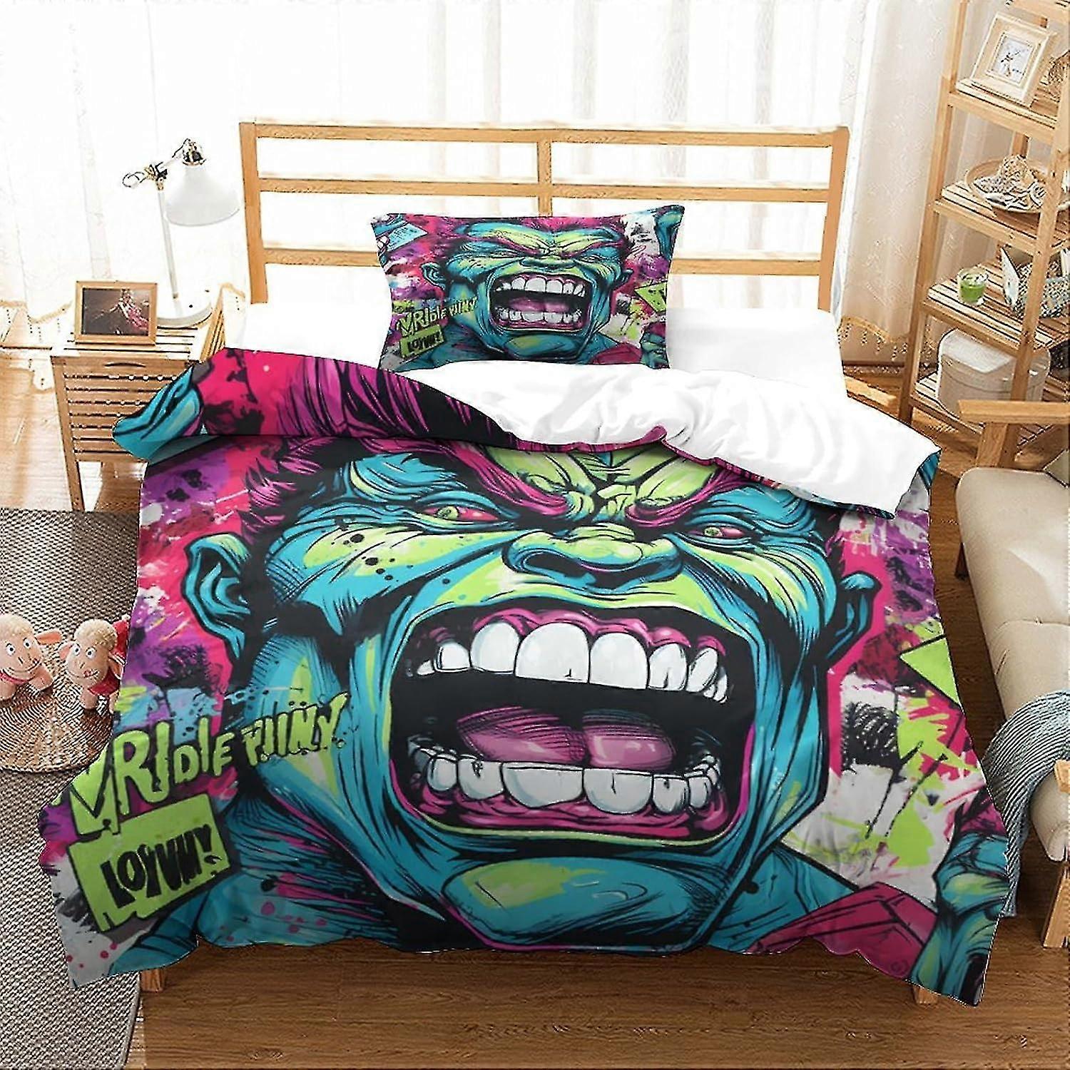 Manga Character Bedding Sets Duvet Cover Abstract Bed Set Collection for Teens and Kids Without Comforter Sheet Single