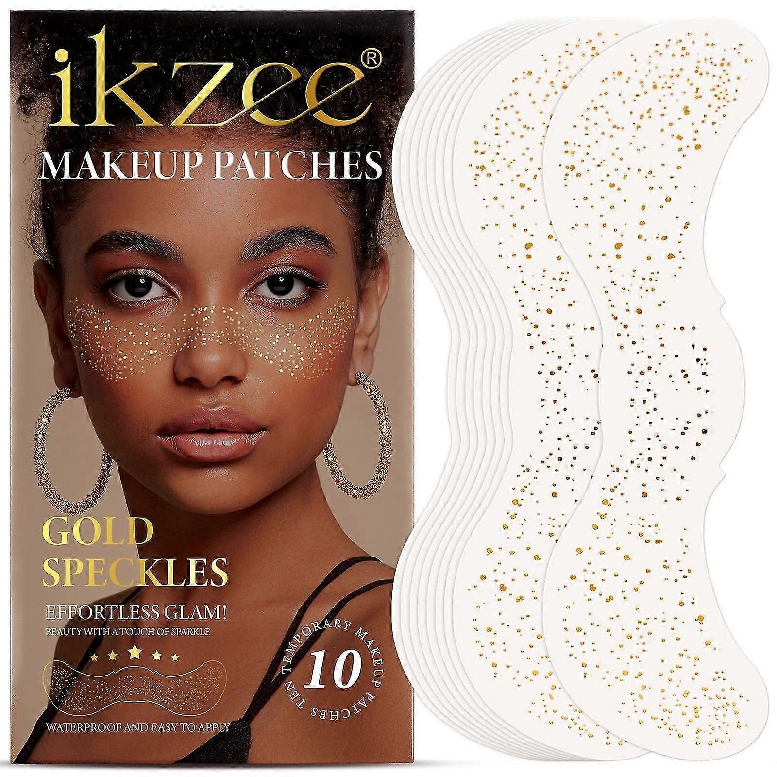 10 قطع لصقات مكياج - بقع مكياج ذهبية بريق للوجه - بقع مكياج متوهجة - بقع الوجه اللامعة