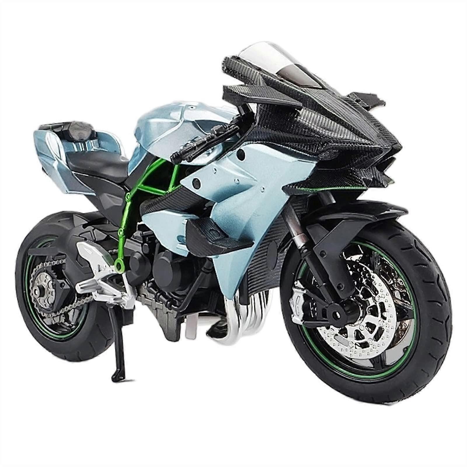 Scaleaccurate 1:12 Model for Kawasaki H2R Motorcycle Model with Sound and Light Collection, Kids' Gift (H2R Grey with Box)