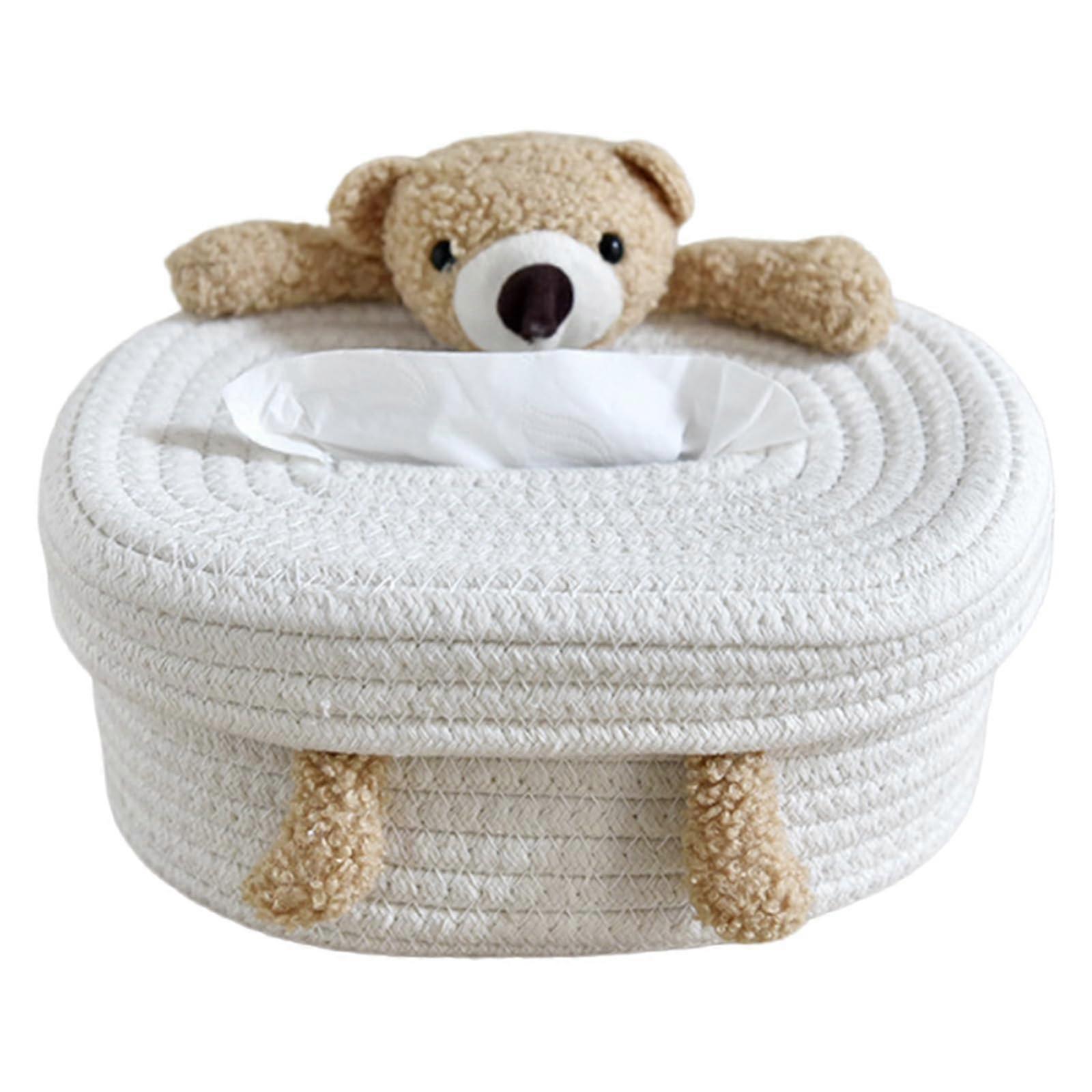 Tissue Organizer Cotton, Tablecloth Container for Dorm Rooms, Bear or Bunny Pattern