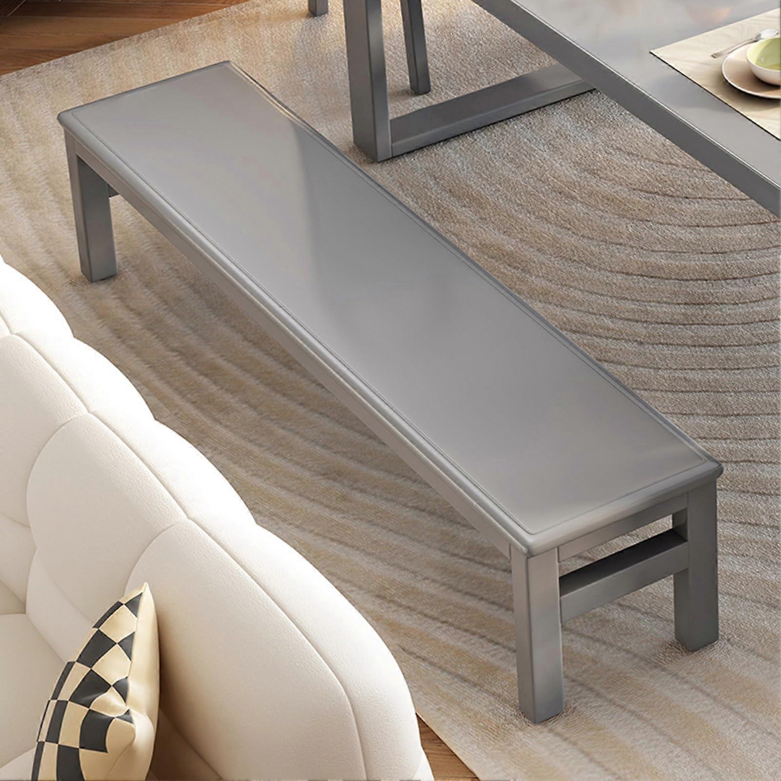 Rustic Wooden Dining Bench with Shoe Rack and Rounded Corners Grey 120cm