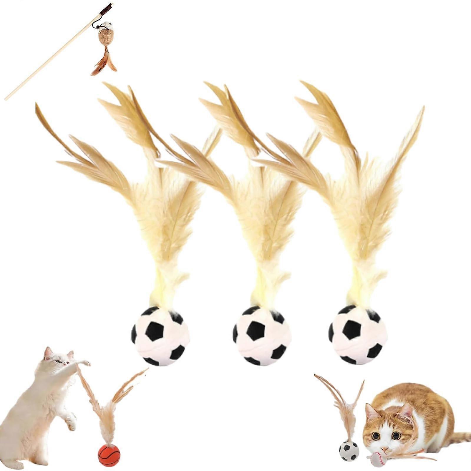 Elastic Shuttlecock Cat Interactive Bouncy Toy Set - Mini Football Chew Toy for Cats, Durable Material, Fun Playtime